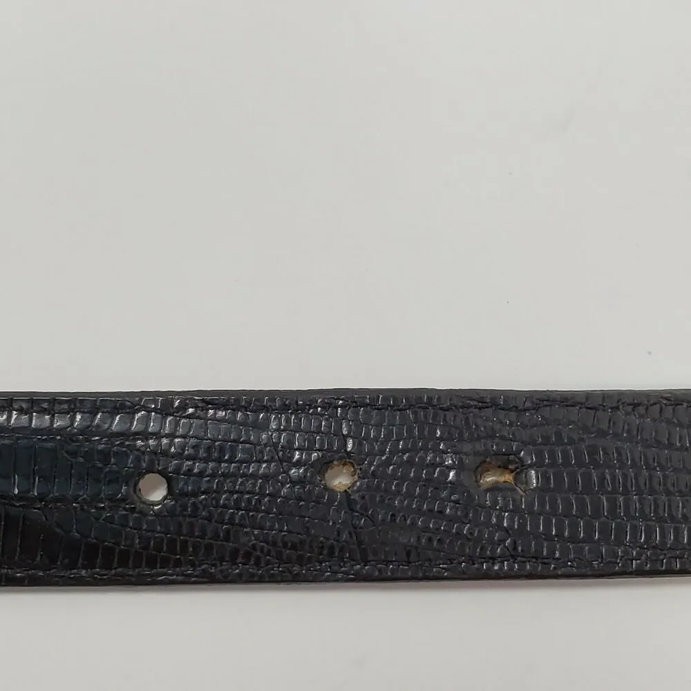 David Yurman Genuine Teju Lizard Belt 36 Black Sterling Silver Tip